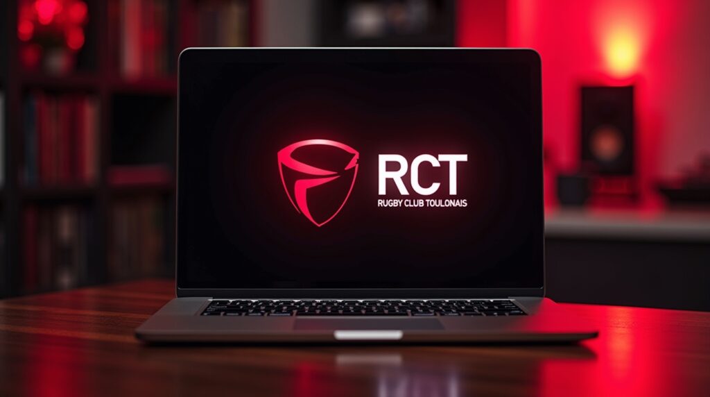 Ordinateur affichant un blog dédié au Rugby Club Toulonnais