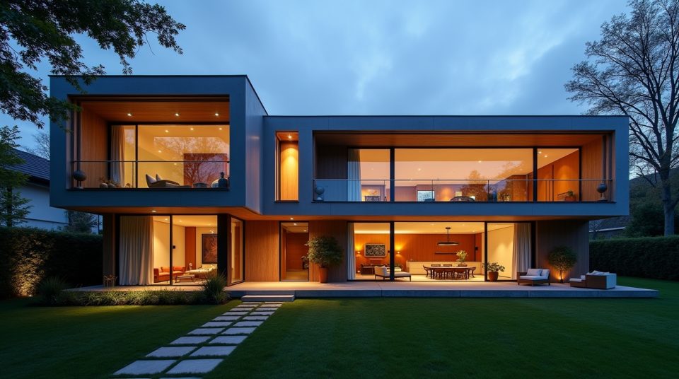 Maison moderne designée par Eve Von Romberg, biographie en côté