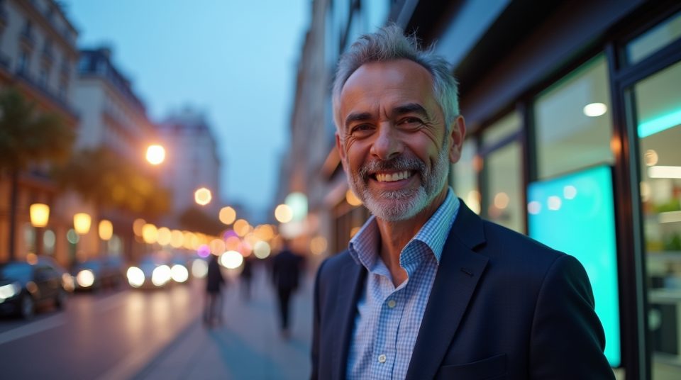 Portrait de Jean Michel Karam, entrepreneur français, dans un environnement moderne et dynamique.