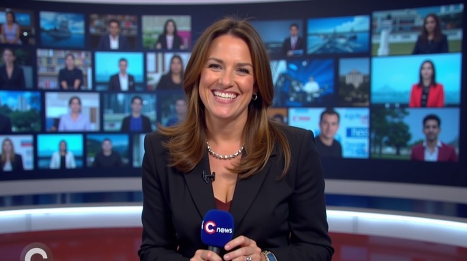 Portrait de Maureen Vidal, journaliste Cnews, sur fond d'extraits de reportages